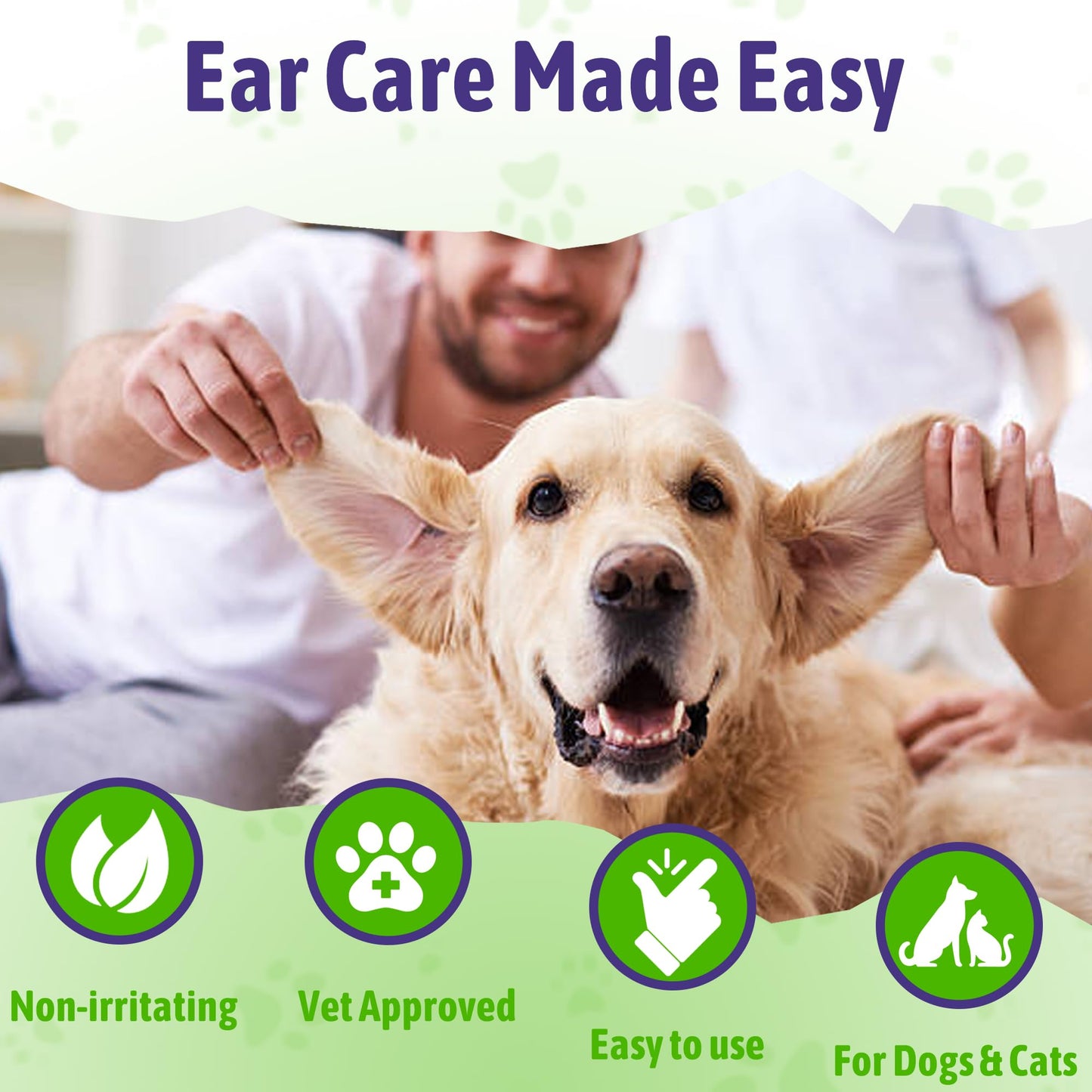 Pet Ear Cleaning Wipes (100 ct): Gentle Optic Cleanser for Dogs & Cats