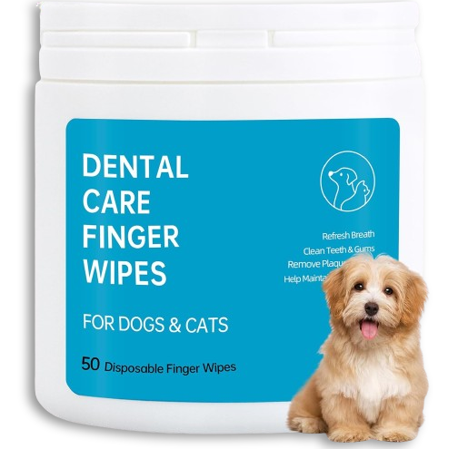 Pet Dental Care Wipes (50 ct): Natural Teeth Cleaning for Dogs & Cats