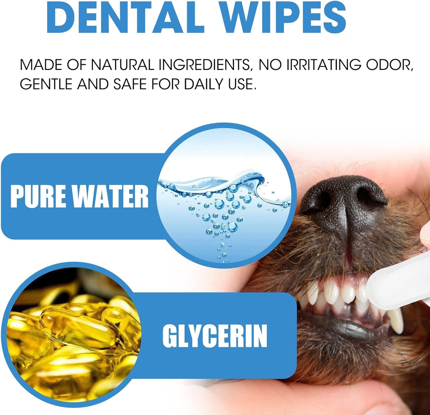 Pet Dental Care Wipes (50 ct): Natural Teeth Cleaning for Dogs & Cats