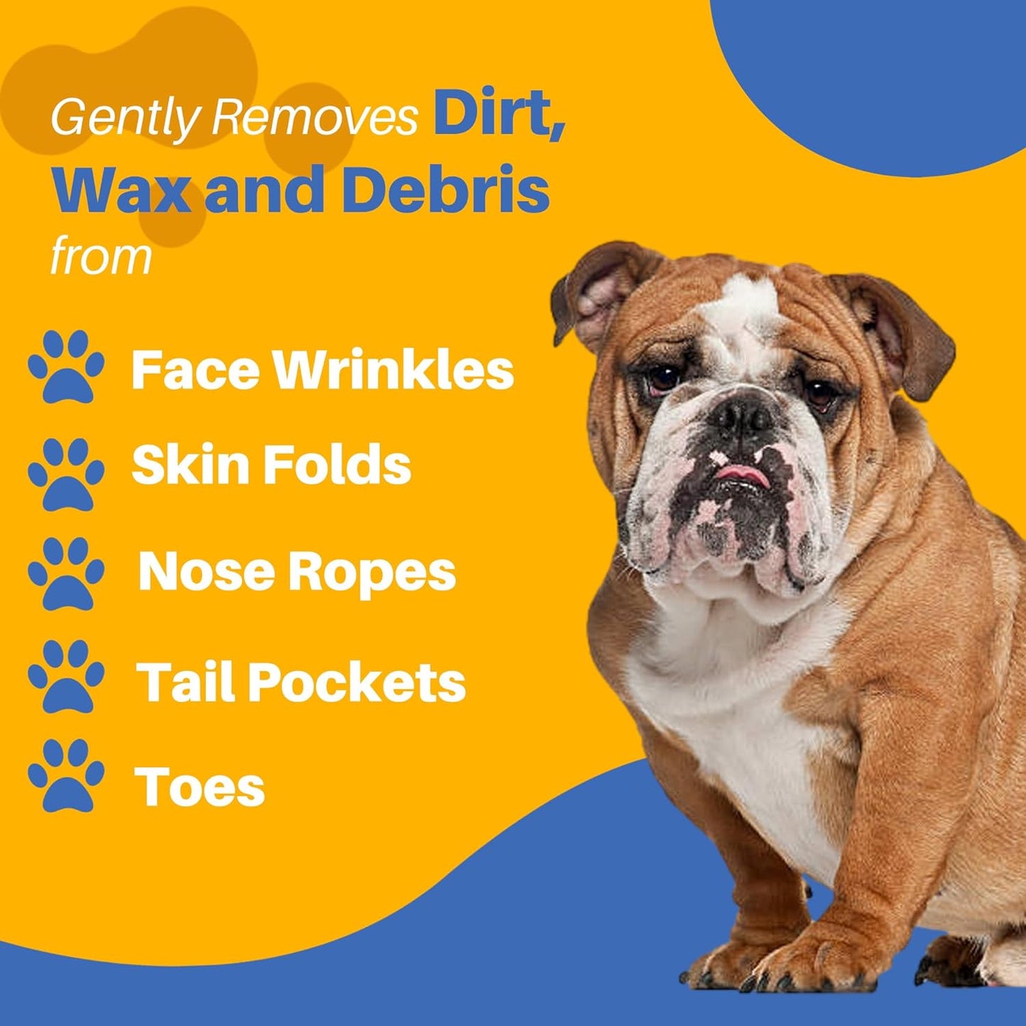 French Bulldog Wrinkle Wipes - 100 Count, 3.15in, Plant-Based Formula