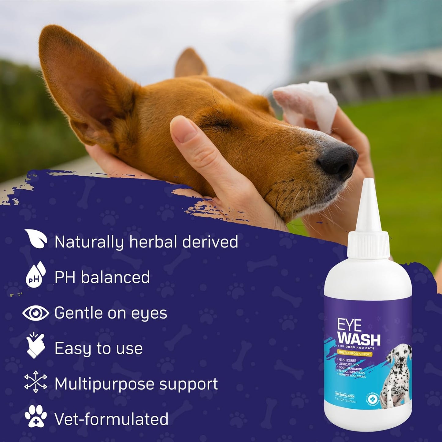 Veksun Pet Eye Wash - Gentle Formula for Dogs & Cats, 200 ML