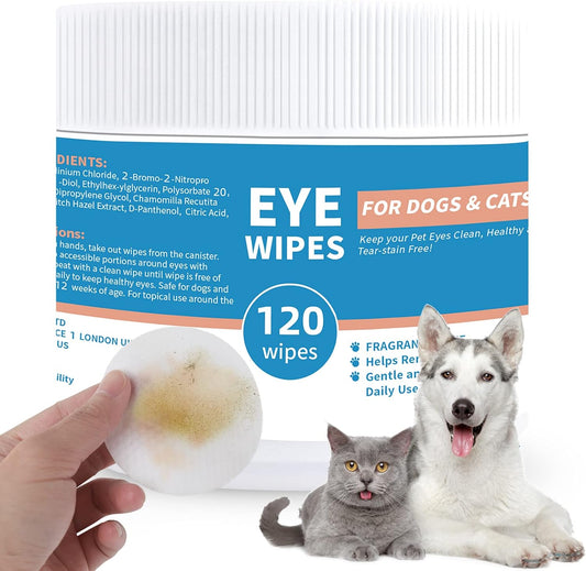 Pet Eye Wipes (120 ct): Tear Stain Remover for Dogs & Cats
