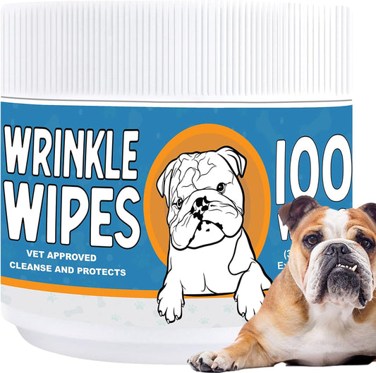 French Bulldog Wrinkle Wipes - 100 Count, 3.15in, Plant-Based Formula