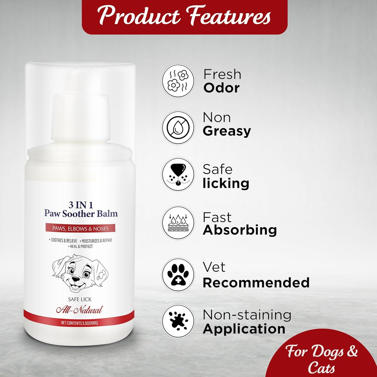 Veksun Dog Paw Balm - 100g/3.5oz: All-Natural Protection for Paws & Noses